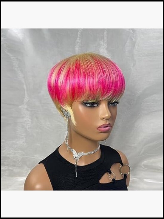 Short Pixie Cut Wig with Bangs Heat Resistant Synthetic Hairpiece Daily Wear main image 4